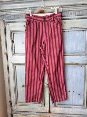Caron Callahan Cotton Pink Striped Pants Size XS like new waist 28" rise 12" ins